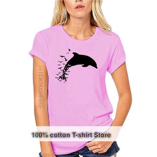 pink Scuba diving T-Shirt for Women | Dolphin Love-100% Cotton