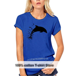 blue Scuba diving T-Shirt for Women | Dolphin Love-100% Cotton