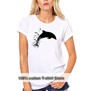 white shirt with black dolphin