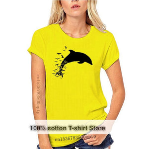 yellow Scuba diving T-Shirt for Women | Dolphin Love-100% Cotton