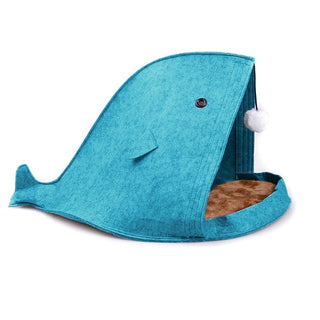Shark Shape Folded Cats Bed Blue