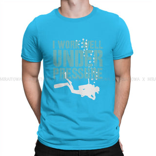 light blue Scuba diving T-Shirt for Men | I Work Well Under Pressure