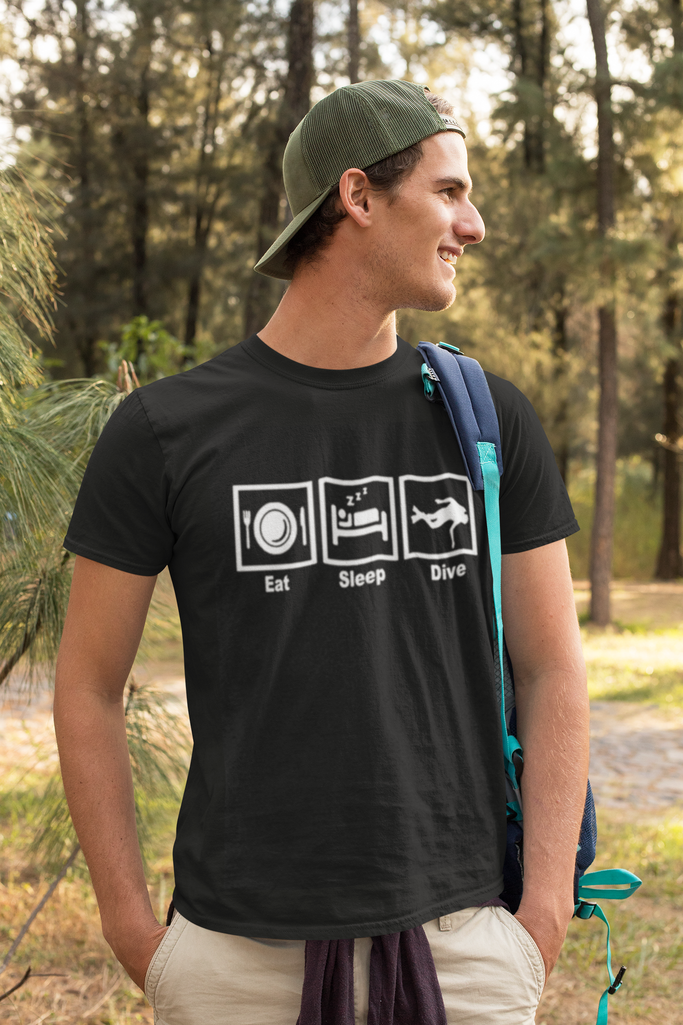 black Scuba diving T-Shirt for Men | Eat, Sleep & Dive