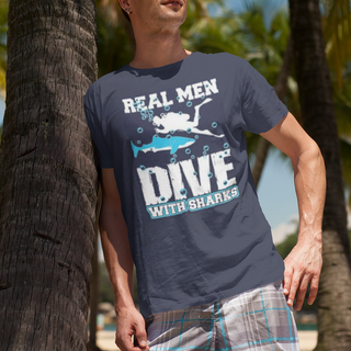 Products Scuba diving T-Shirt for Men | Real Men dive with sharks