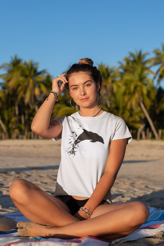 yoga girl with Scuba diving T-Shirt for Women | Dolphin Love-100% Cotton